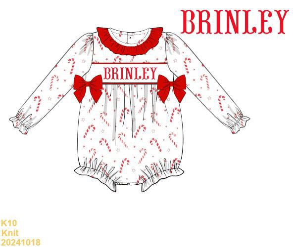 Candy Cane SMOCKED bubble - long sleeve