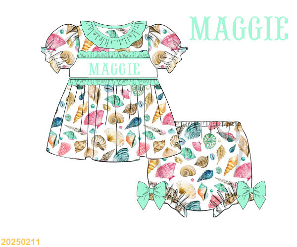 Seashell SMOCKED girls set
