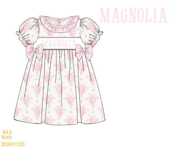 Pink bouquet SMOCKED dress