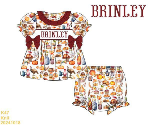 Thanksgiving Dinner SMOCKED bloomer set