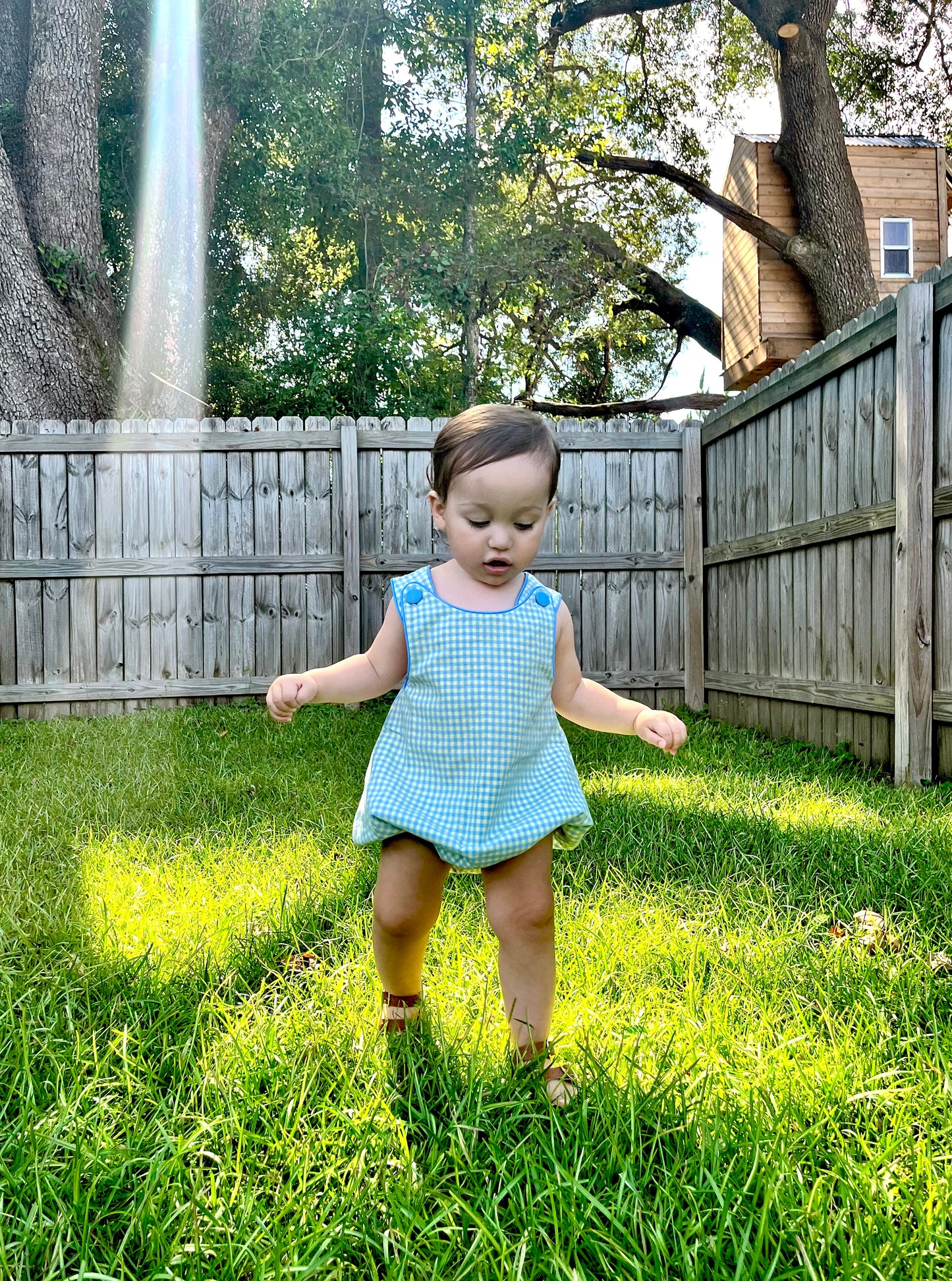 Blue&yellow gingham bubble