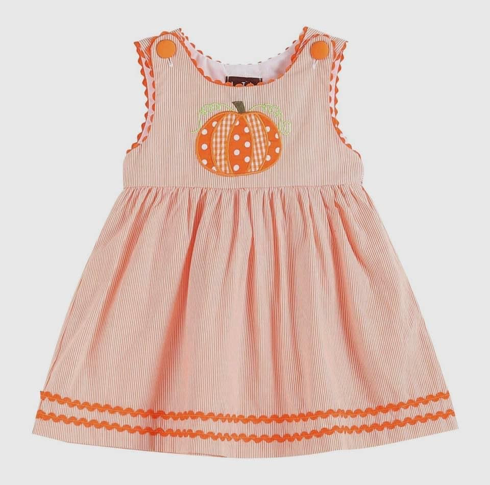Orange pinstripe pumpkin dress