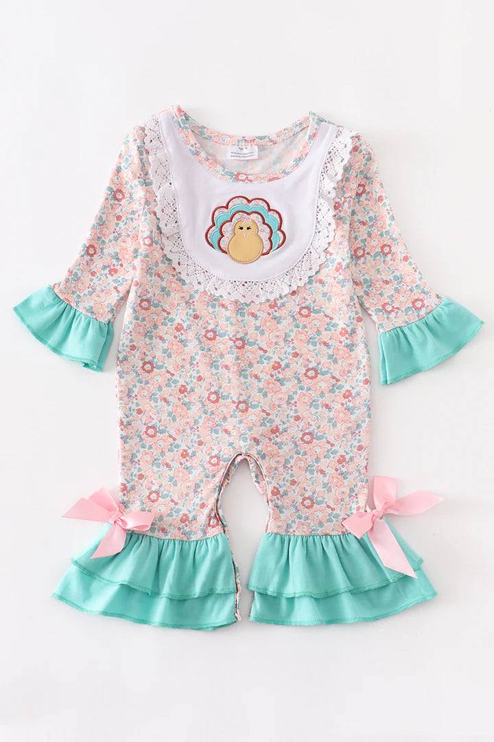 Pink Floral Turkey Romper