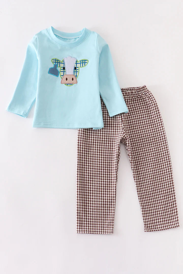 Blue cow pant set