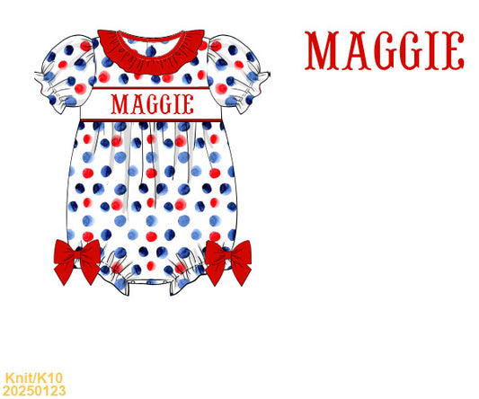 Red, White, Blue SMOCKED bubble