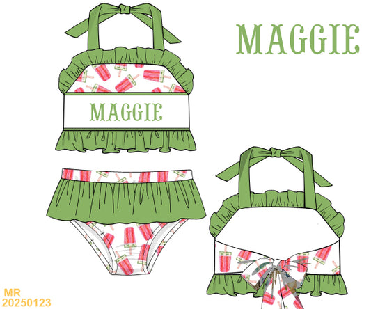 Watermelon SMOCKED girls swim