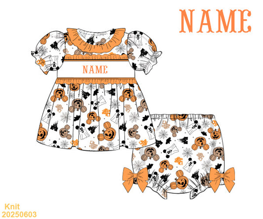 Fall Mickey SMOCKED bloomer set
