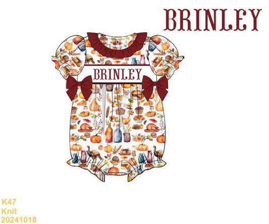 Thanksgiving Dinner SMOCKED bubble