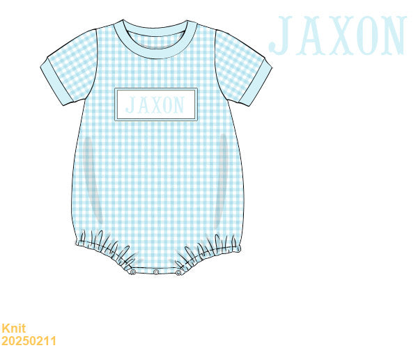 Blue gingham SMOCKED bubble