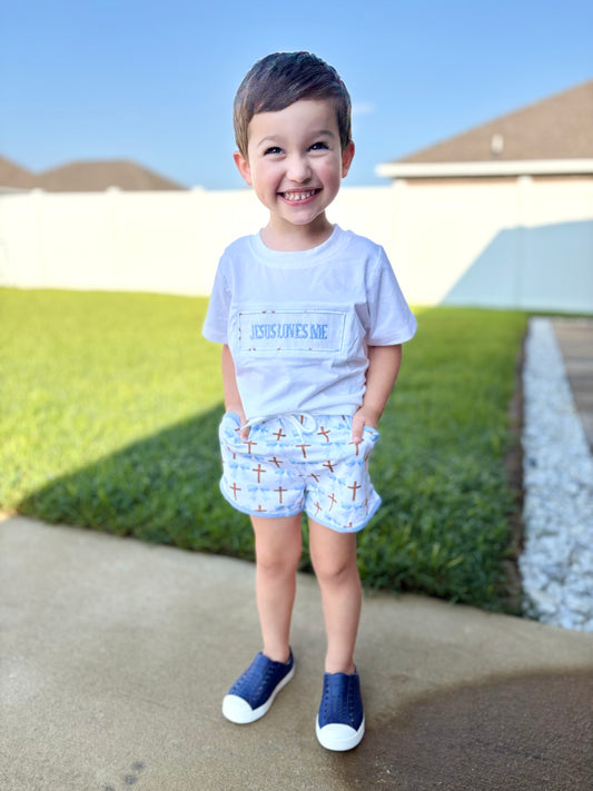 Jesus loves me SMOCKED short sleeve short set