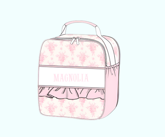 Pink bouquet SMOCKED lunchbox