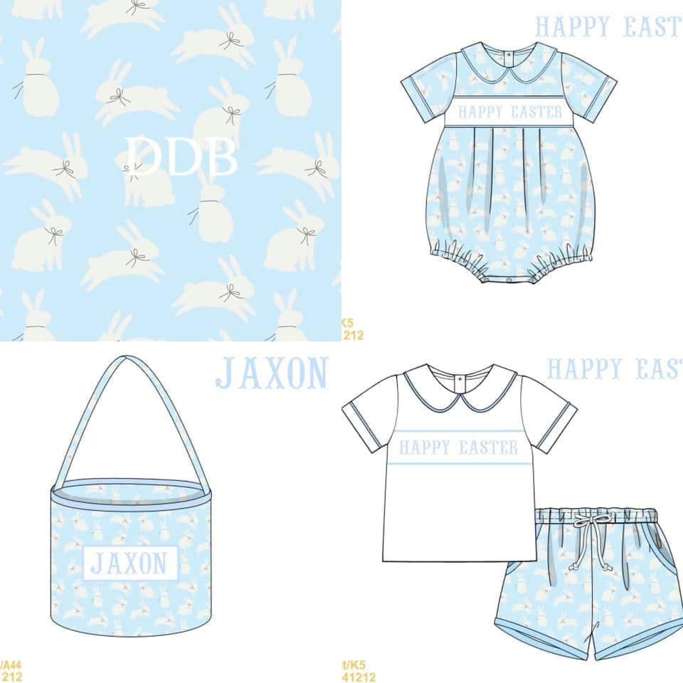 Blue bunny SMOCKED short set