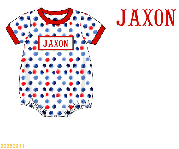 Red, White, Blue SMOCKED boy bubble