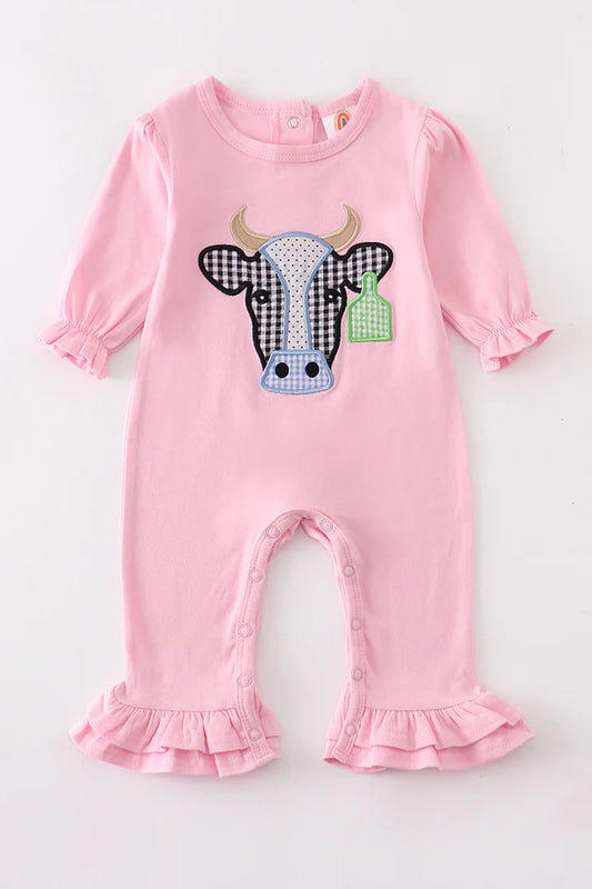 Pink cow romper