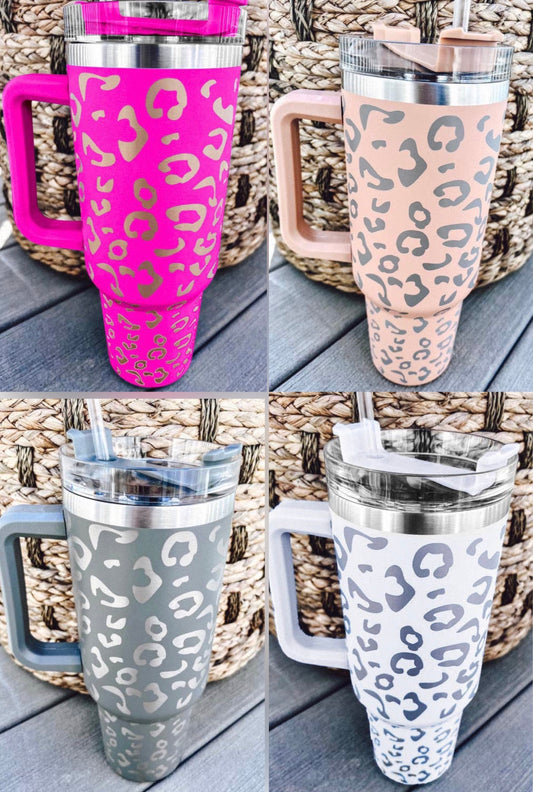 Leopard print double insulated tumblers